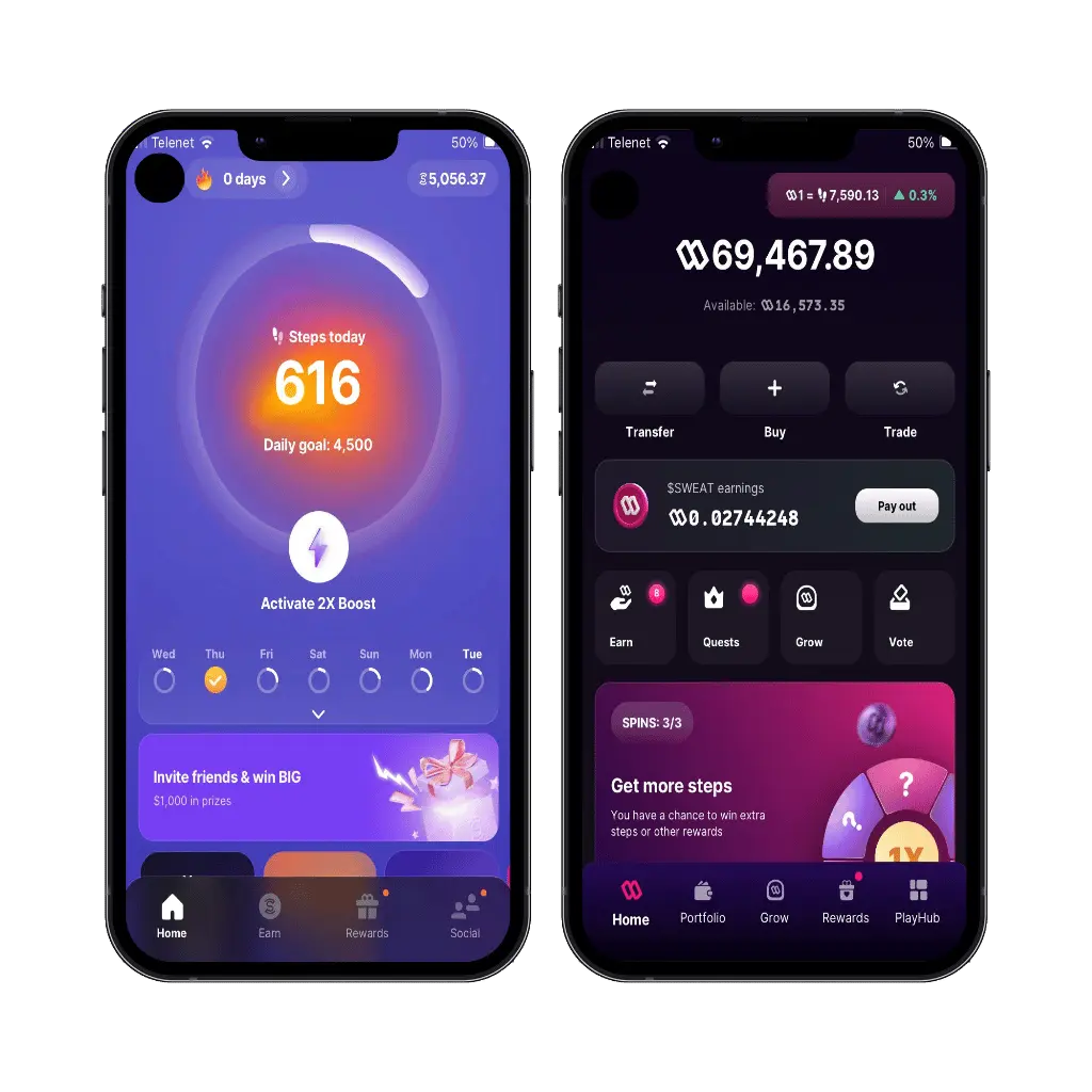 "Earn free crypto with Sweatcoin and store it in the Sweatcoin Wallet app."